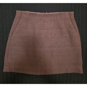 Babaton Kinsley Tweed Skirt by Aritzia pockets brown Thanksgiving Outfit size 6